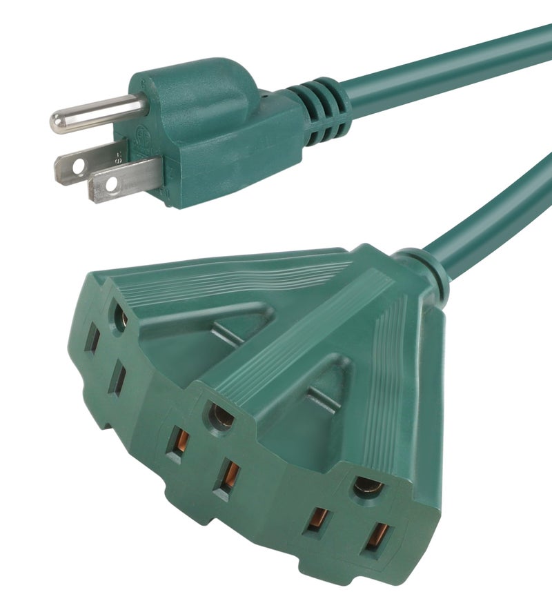 Maxworks كابل تمديد ماكس ووركس 80697 ثقيل الوزن بطول 3 أقدام، 16/3 SJTW، 3 مخرج، 125 فولت/13 أمبير/1625 واط، معتمد من ETL، للاستخدام الداخلي/الخارجي، أخضر - يحول مخرج واحد إلى 3 - Image 5